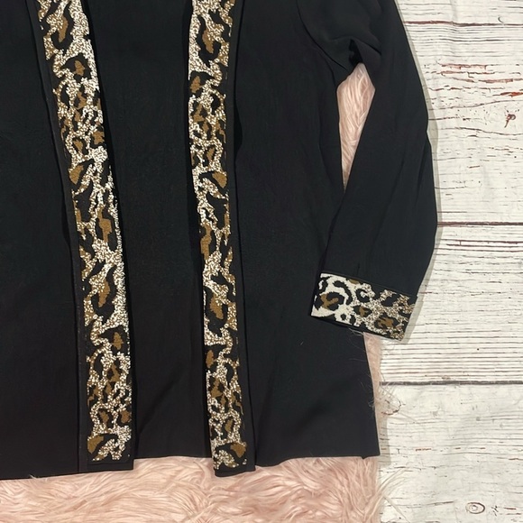 Exclusively Misook Animal Leopard Print Open Front Knit Cardigan - Picture 5 of 7